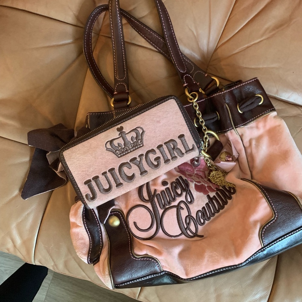 Vintage Juicy Couture Hand Bag + Wallet Pink Rare